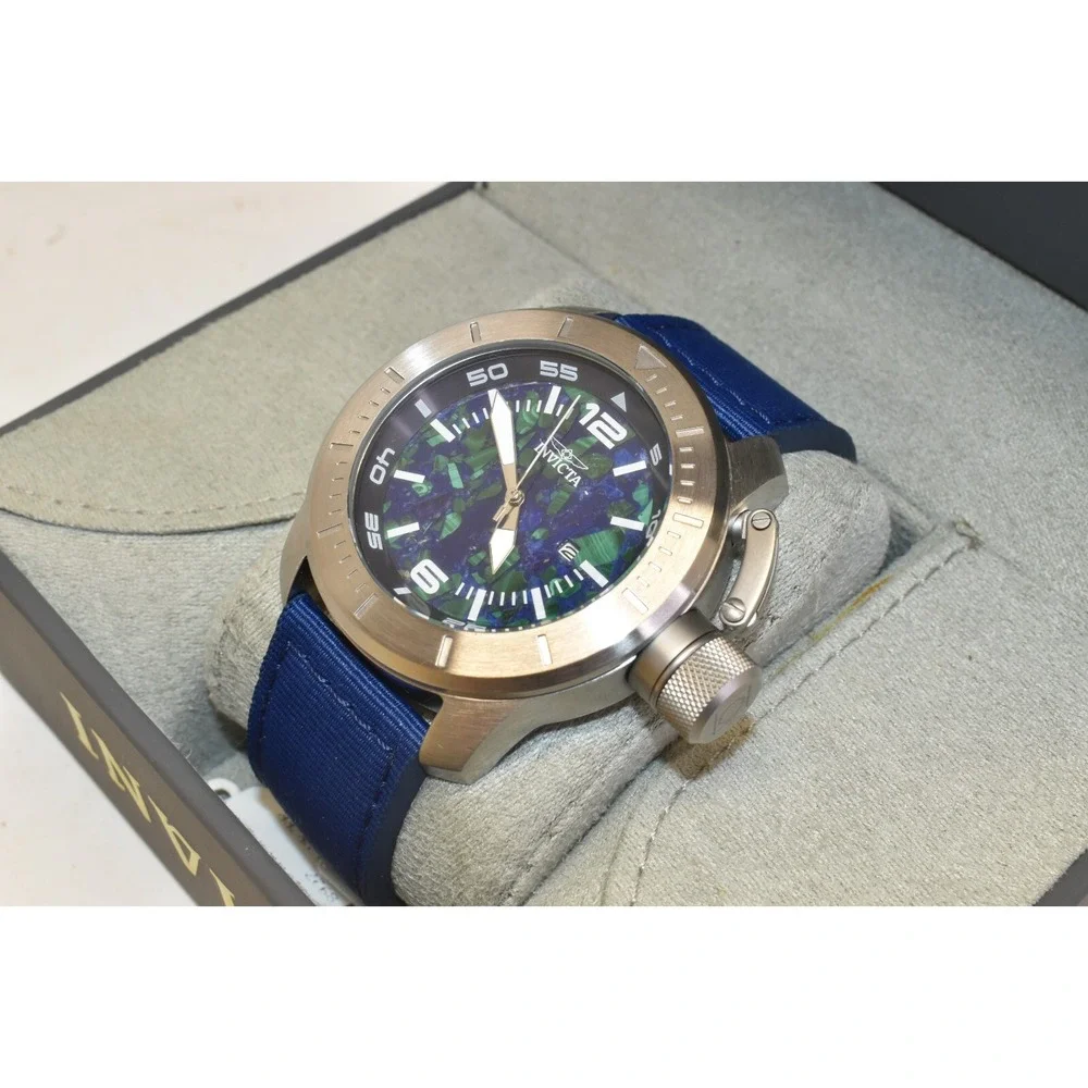 Invicta Corduba Mens‎ Analog Wrist Watch Model 23620 Silver Toned/Blue Vein 50mm
